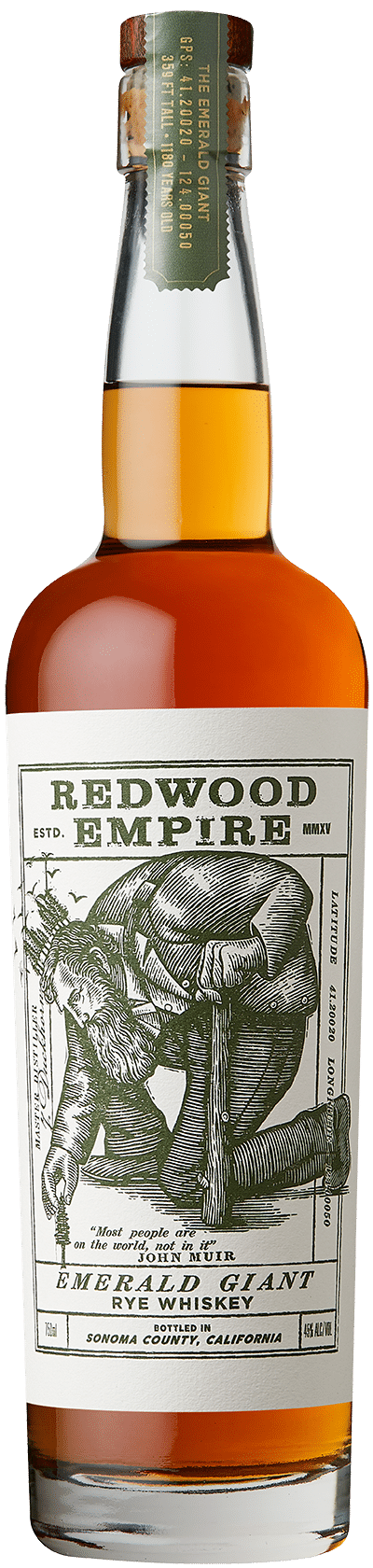 Redwood Empire Emerald Giant Straight Rye Whiskey 750mL bottle