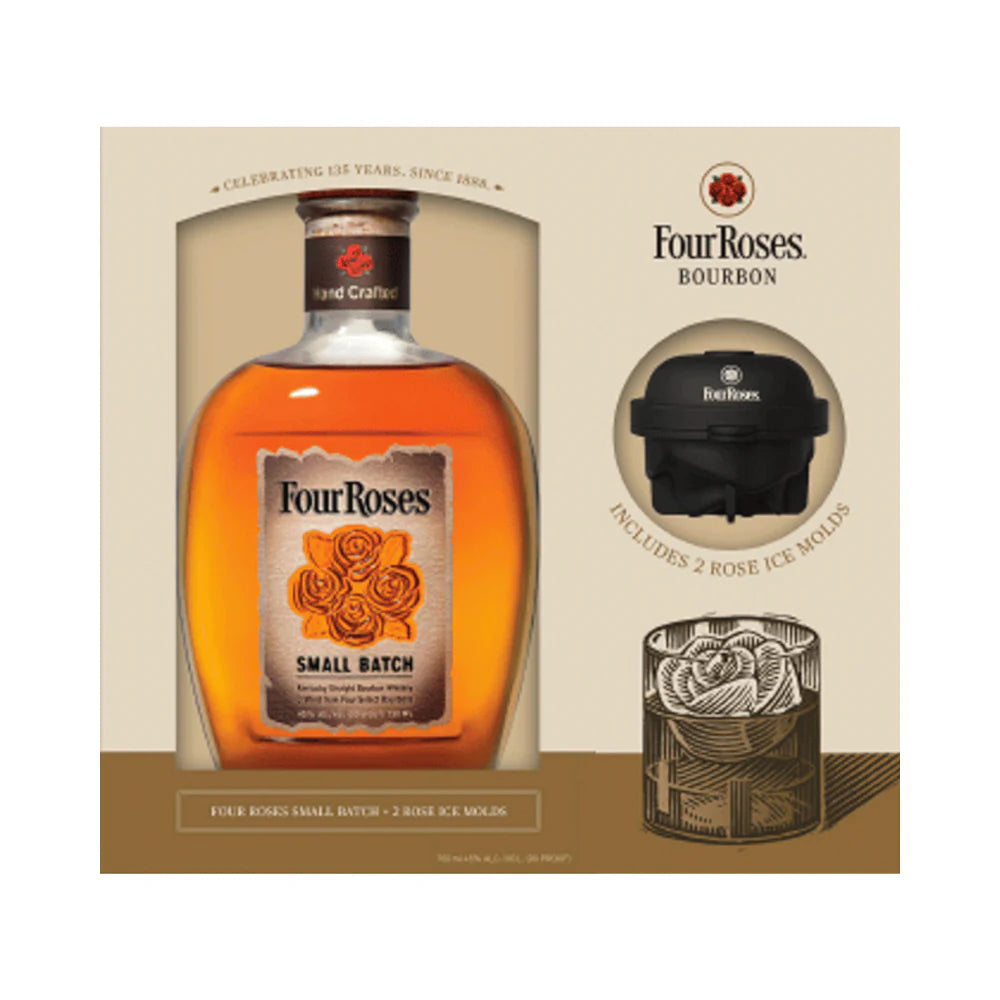 Four Roses Small Batch Bourbon Gift Set with Rose Ice Molds