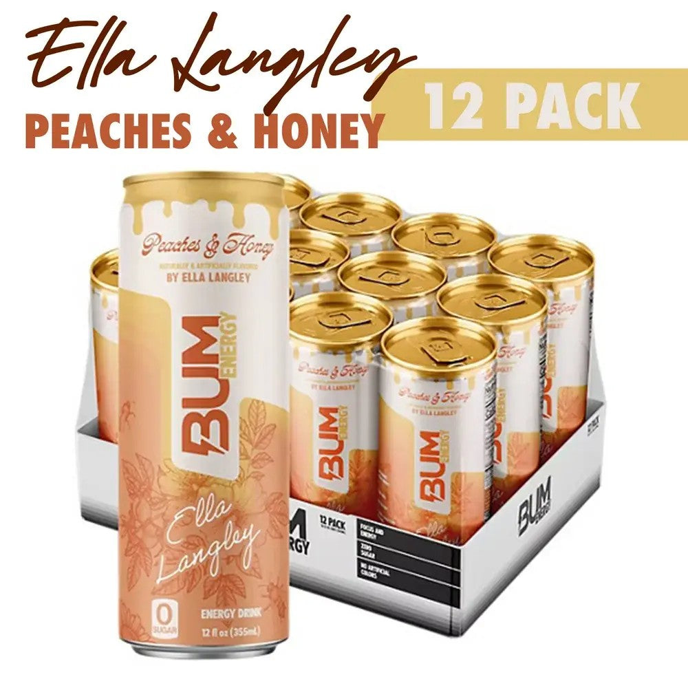 BUM Energy Peaches & Honey by Ella Langley limited release 12 pack of 12oz cans