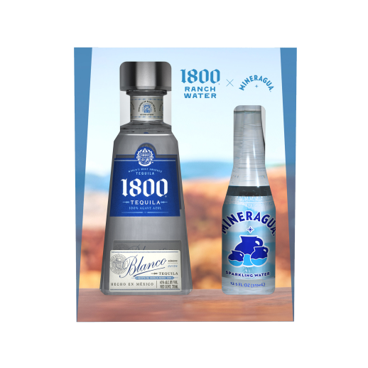 1800 Silver Tequila Gift Set with Mineral Water 750ML