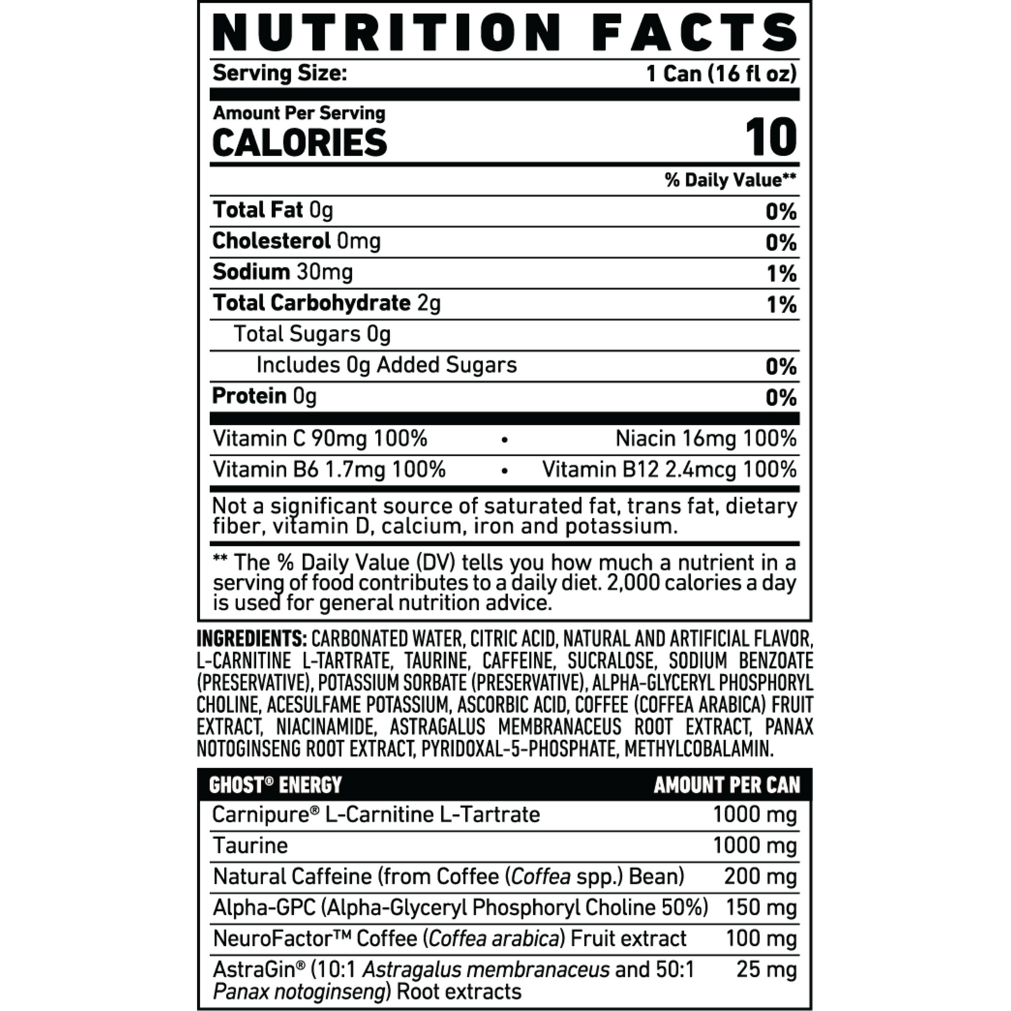 Ghost Zero Sugar Energy Drink, Orange Cream, 16 fl oz can