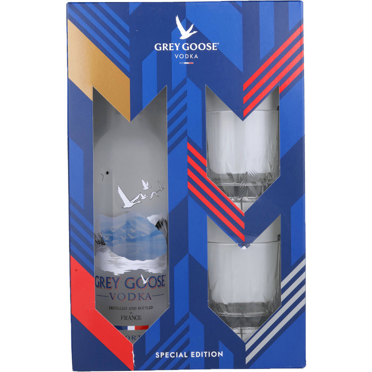 GREY GOOSE VODKA 80 W/ 2 ROCK GLASSES 750ML