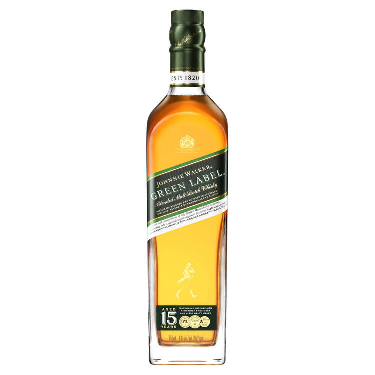 JOHNNIE WALKER BLENDED MALT SCOTCH GREEN LABEL 15 YR 86 750ML