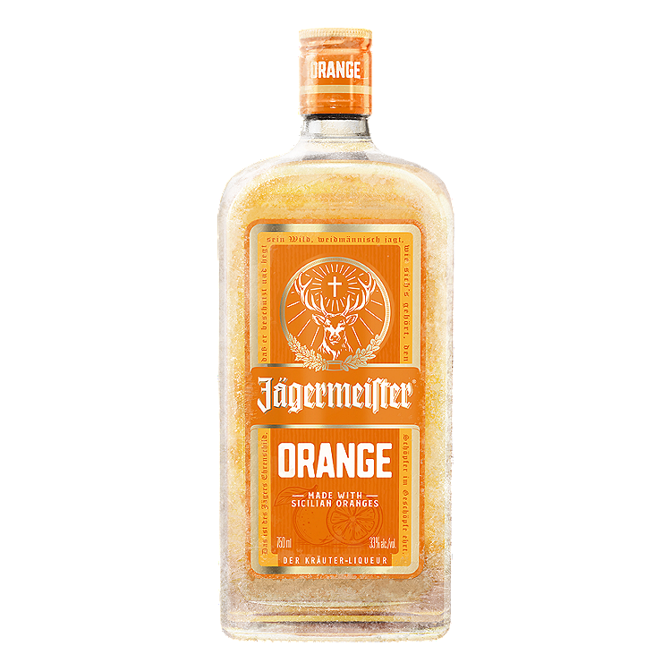 Jagermeister Orange Herbal Liqueur in a 750ml glass bottle with orange label