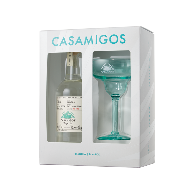 CASAMIGOS TEQUILA BLANCO 80 W/ MARGARITA GLASS 750ML