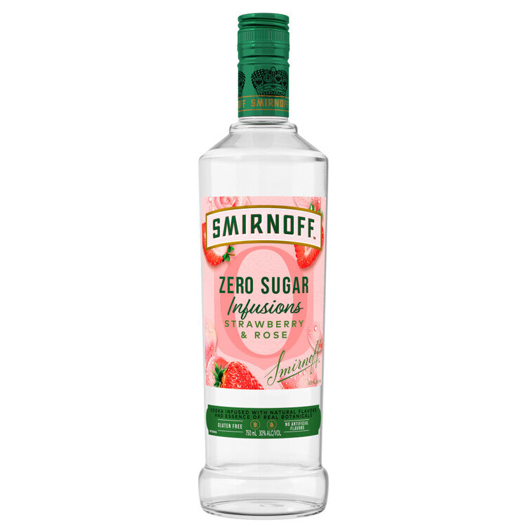 SMIRNOFF STRAWBERRY & ROSE FLAVORED VODKA ZERO SUGAR INFUSIONS 60 750ML