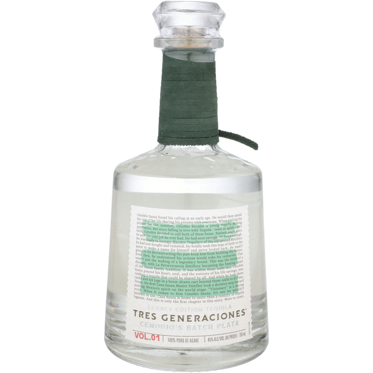 TRES GENERACIONES TEQUILA PLATA CENOBIO'S BATCH LEGACY EDITION 90 750ML