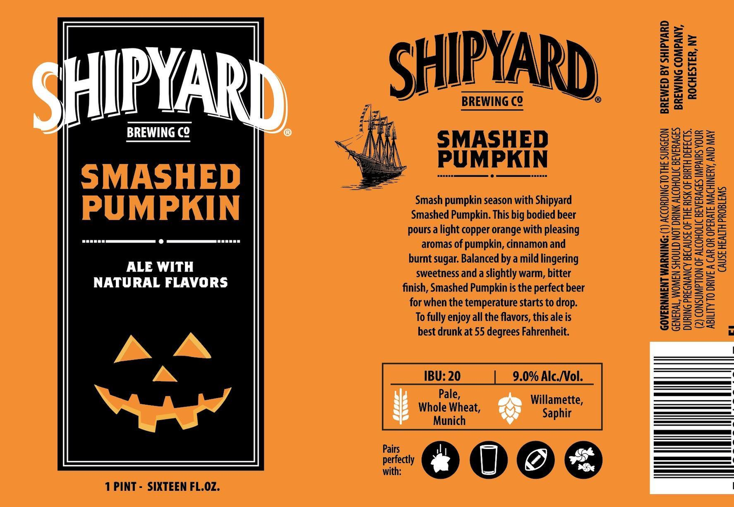 Shipyard Smashed Pumpkin ale, 24-pack 16 oz cans