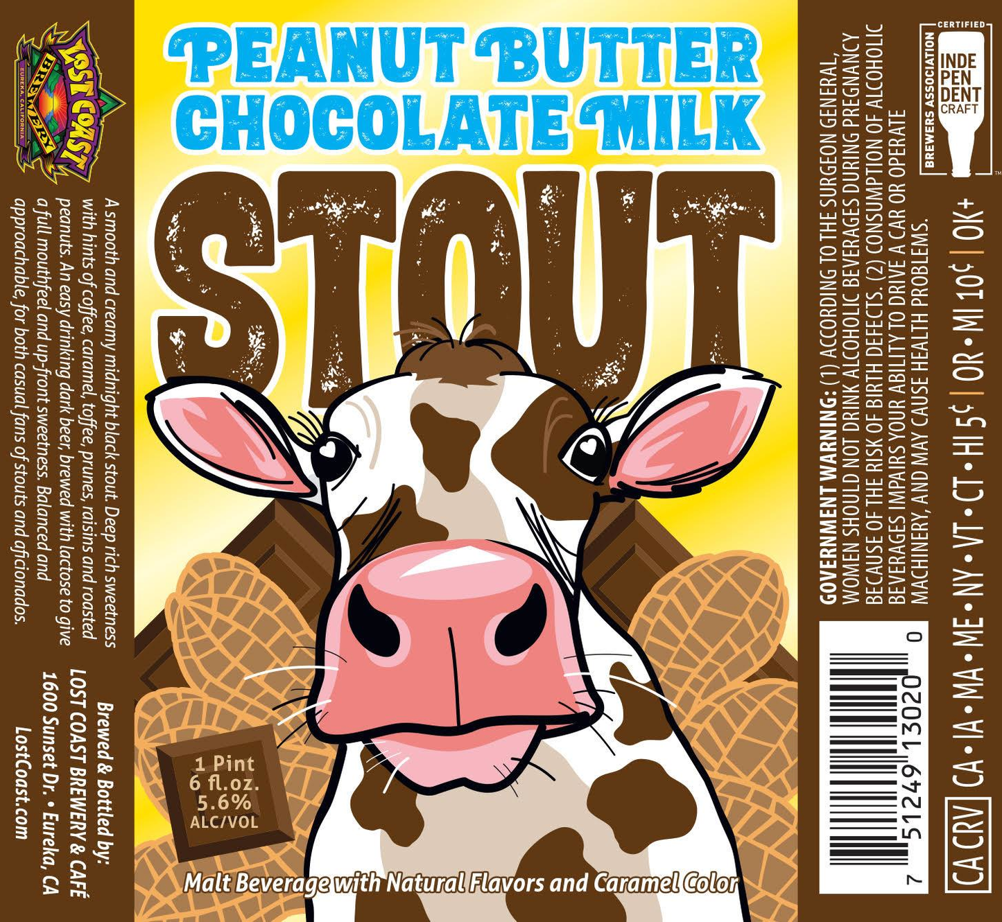 Lost Coast Peanut Butter Milk Stout, 24-pack 12 oz bottles