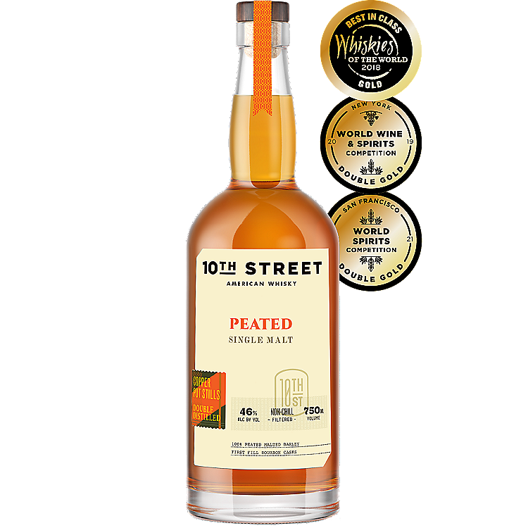 10TH STREET AMERICAN WHISKEY PEATED SINGLE MALT 92 750ML