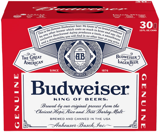 Budweiser 30 Pack (12 oz Cans)