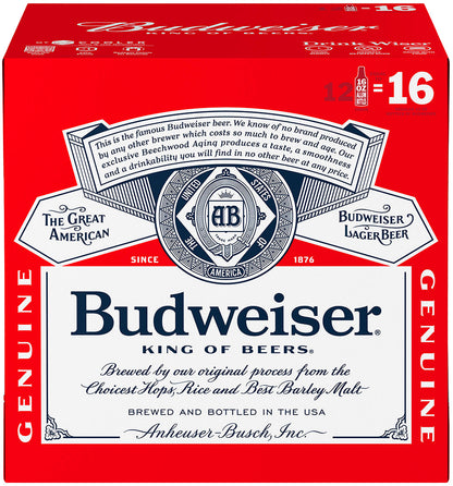 Budweiser 2x 12 Pack (16 oz Aluminum Bottles) (24 Pack)