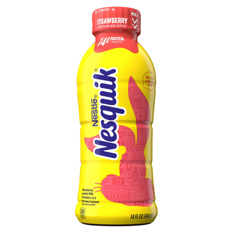 Nesquik Strawberry Low Fat Milk 12 Pack (14 oz Bottles)