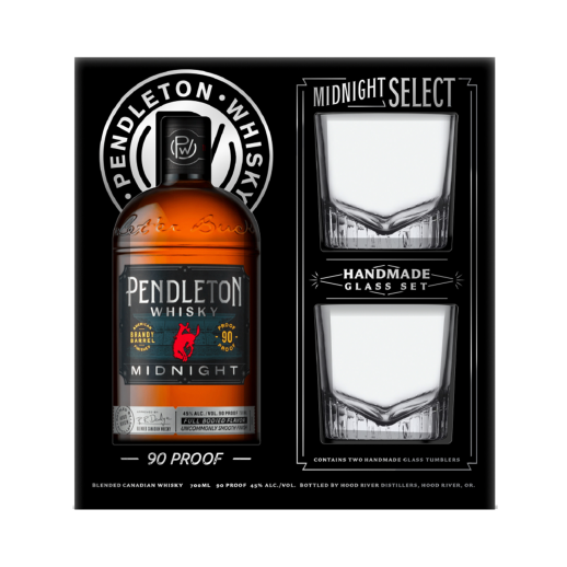 Pendleton Midnight Canadian Whisky Gift Set with 2 Rocks Glasses 750ML