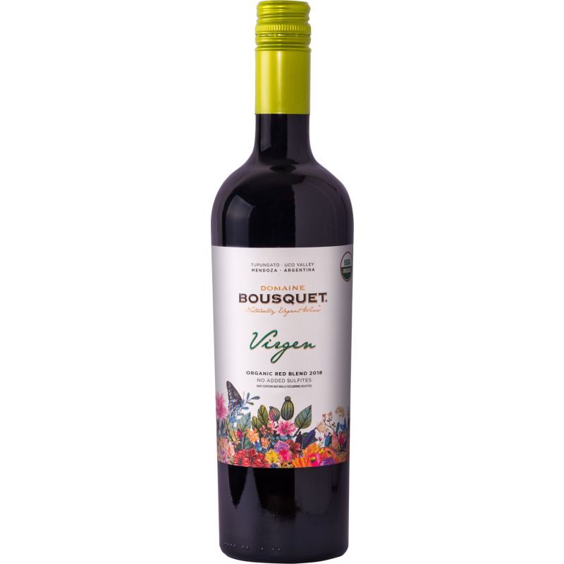 Domaine Bousquet Virgen Organic Red Blend 750ML, No Sulfites Added Malbec Blend From High Altitude Mendoza