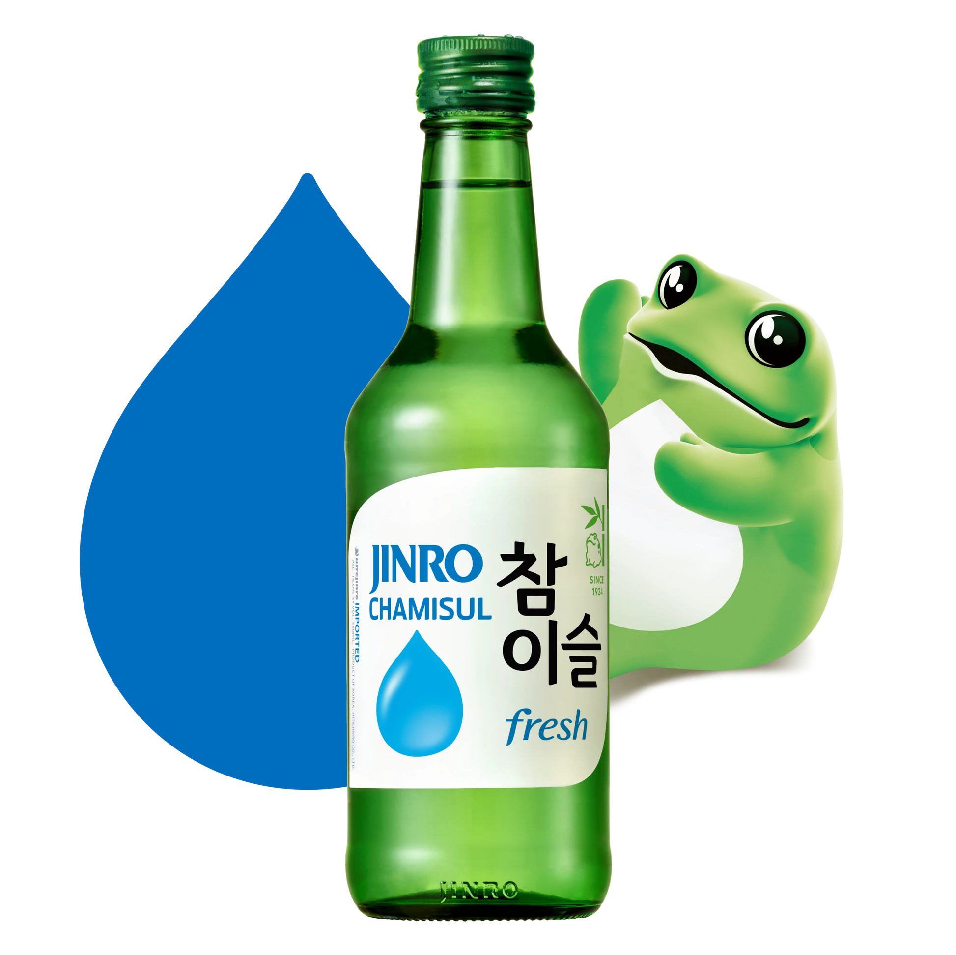 Jinro Chamisul Fresh Soju 375ML green glass bottle
