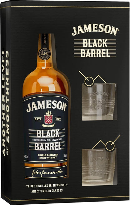 JAMESON BLENDED IRISH WHISKEY BLACK BARREL 80 W/2 GLASSES 750ML