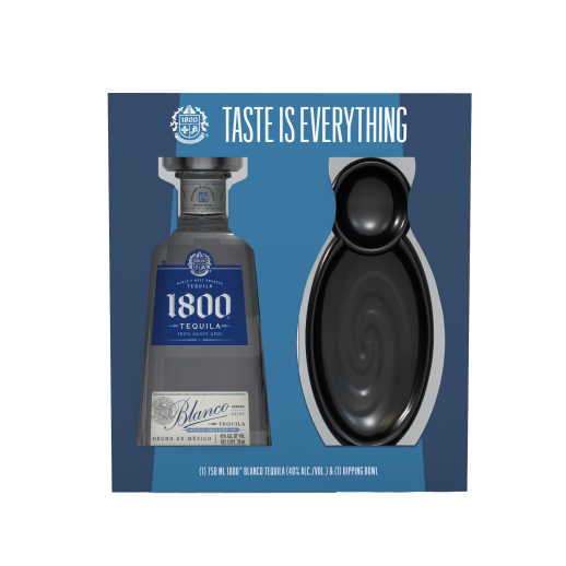 1800 Silver Tequila Gift Set with Dip Bowl 750ML