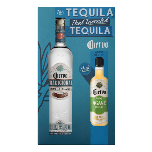 Jose Cuervo Tradicional Silver Tequila Gift Set with Agave Nectar 750ML