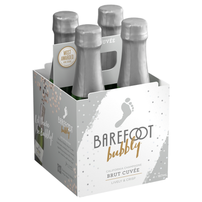 Barefoot Bubbly Brut Cuvée Sparkling Wine 187mL Bottles 24-Pack