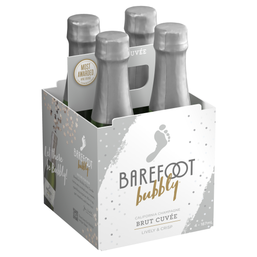 Barefoot Bubbly Brut Cuvée Sparkling Wine 187mL Bottles 24-Pack
