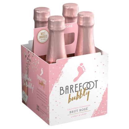 Barefoot Bubbly Brut Rosé Sparkling Wine 187mL Bottles 24-Pack