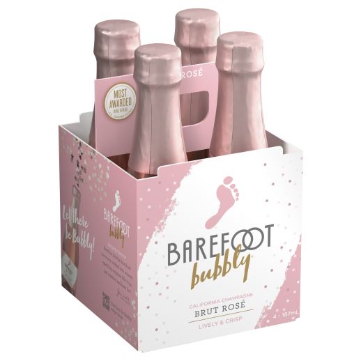 Barefoot Bubbly Brut Rosé Sparkling Wine 187mL Bottles 24-Pack