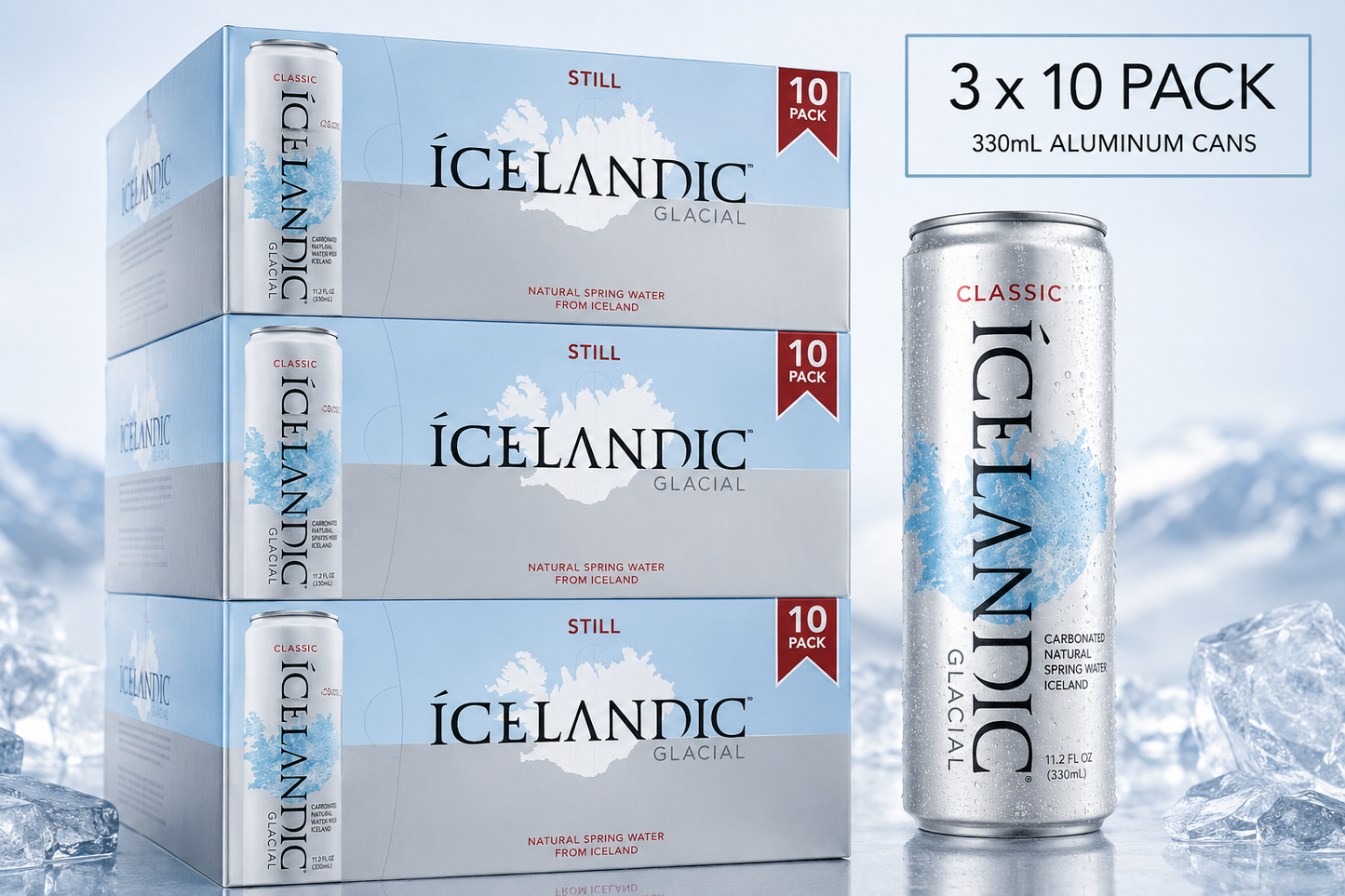 Icelandic Glacial Still Water 30 Pack (11.1oz Aluminum Cans), The World's Purest Water Now in a Can