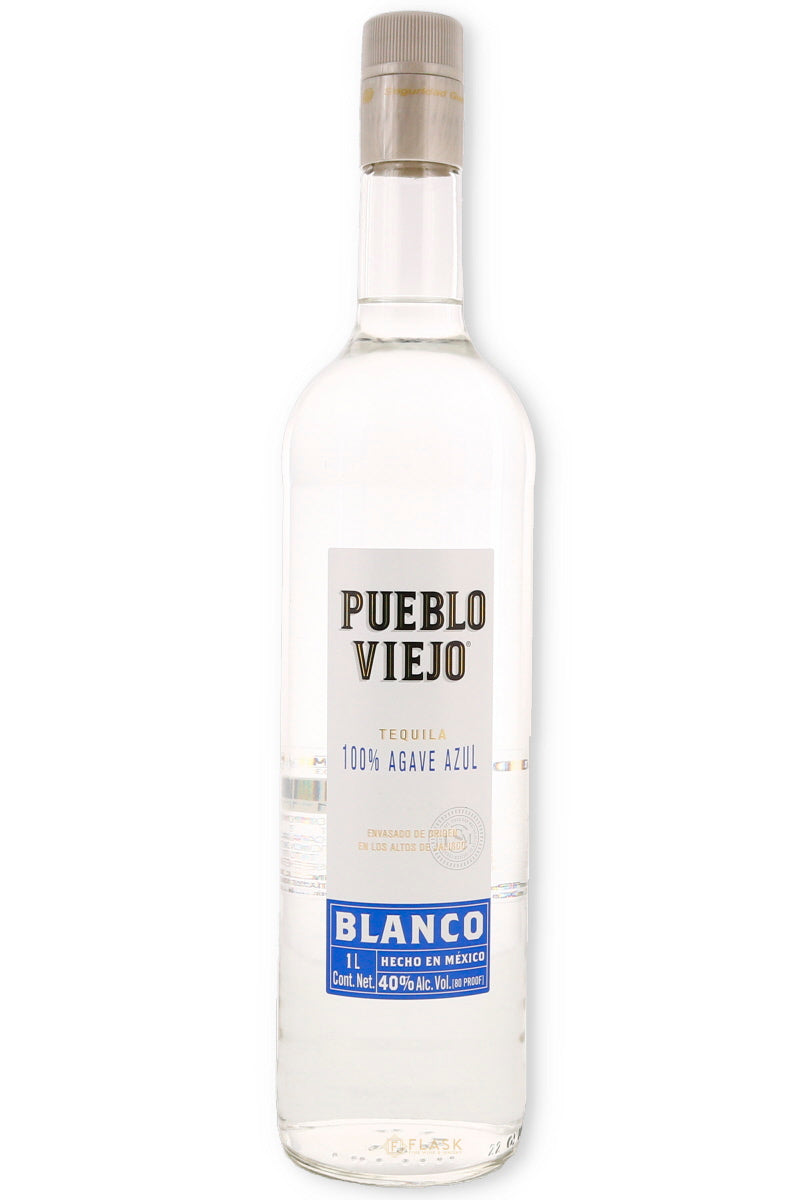 Pueblo Viejo Tequila Blanco 100% Agave Azul 1L, Los Altos de Jalisco Highland Agave at a Working Price