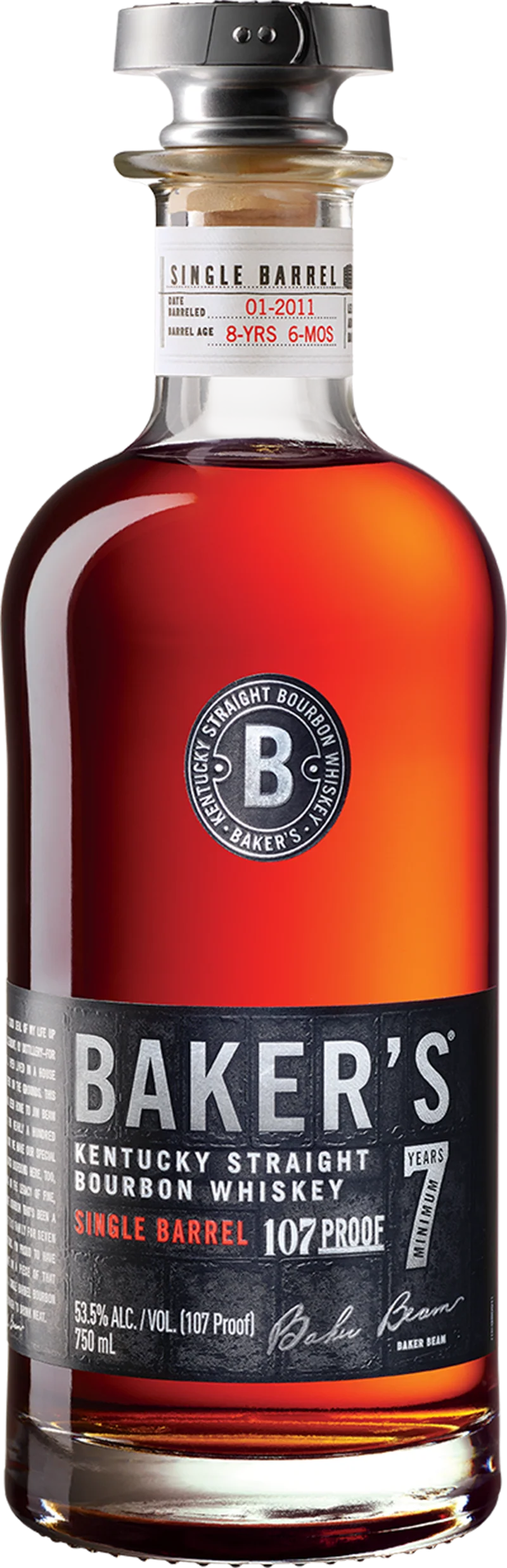 Baker's 7 Year Single Barrel Kentucky Straight Bourbon 750ML, 107 Proof, 93 Points Whisky Advocate