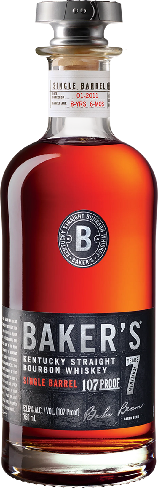 Baker's 7 Year Old Single Barrel Kentucky Straight Bourbon 750mL, One Barrel at 107 Proof