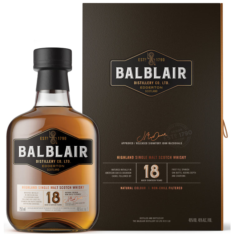 BALBLAIR SINGLE MALT SCOTCH 18 YR 92 750ML