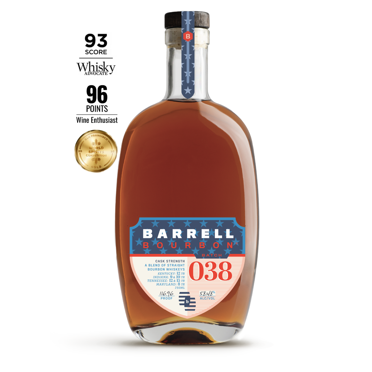 Barrell Bourbon Batch 038 Cask Strength Straight Bourbon Whiskey 750ML