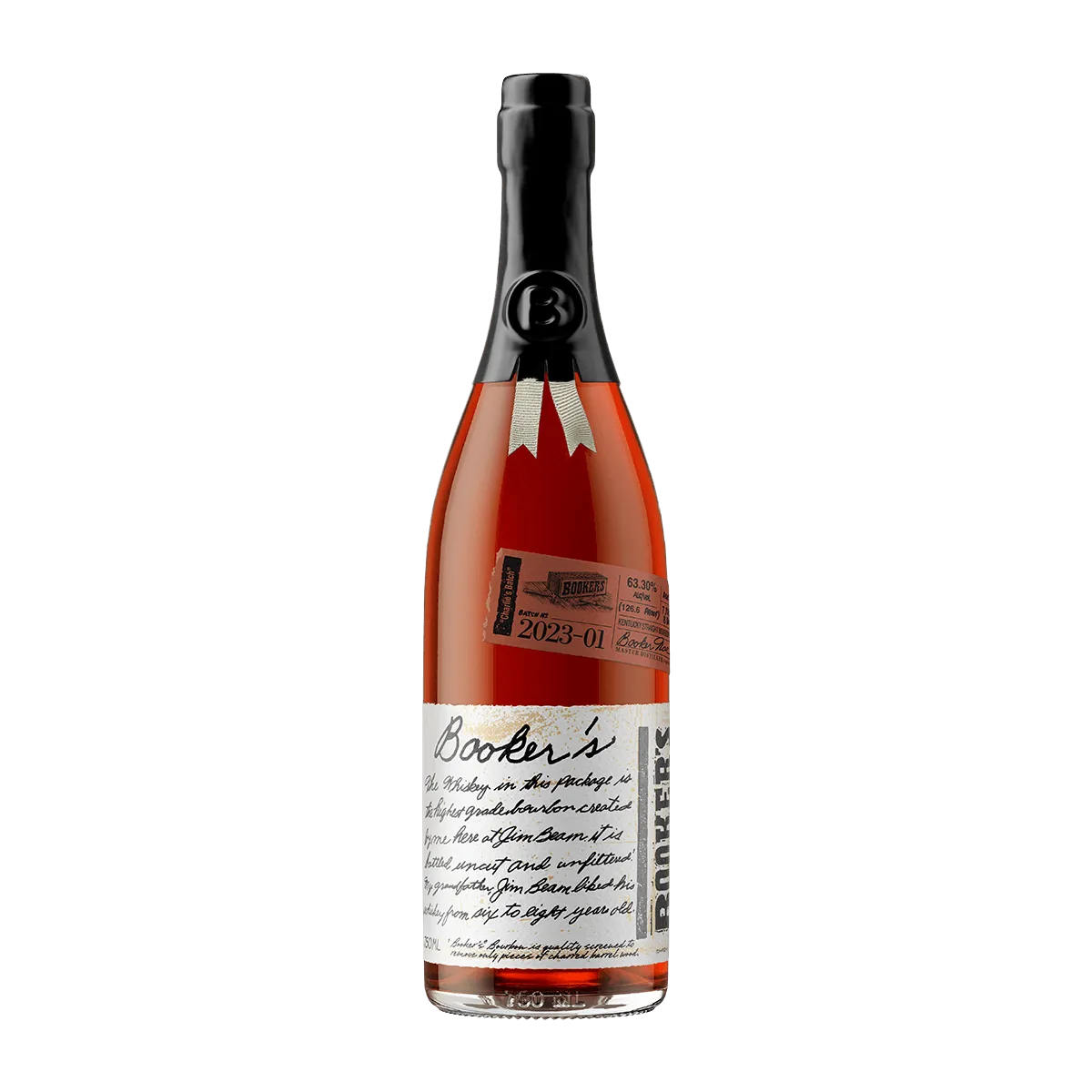 Booker's Bourbon Batch 2023-01 Charlie's Batch 750mL, Uncut and Unfiltered at 126.6 Proof