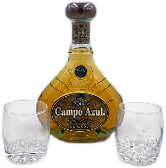 Campo Azul Selecto Gran Reserva Extra Anejo Tequila Gift Set with 2 Glasses 750ML