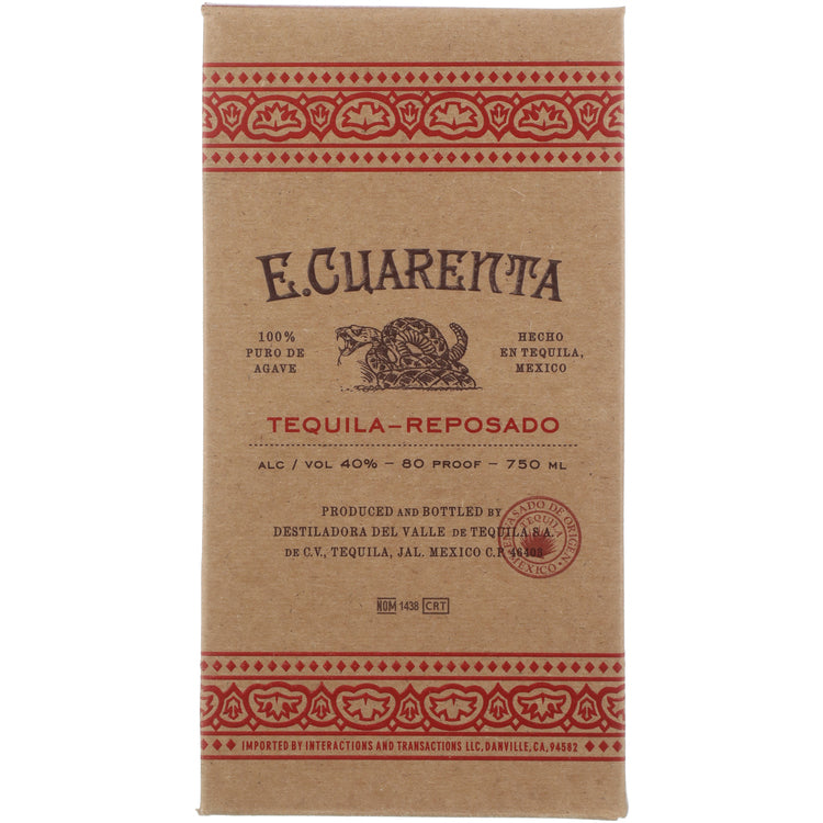 E. Cuarenta Tequila Reposado 80 750ML