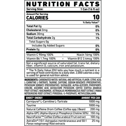 Ghost Zero Sugar Energy Drink, Merica Pop, 16 fl oz can