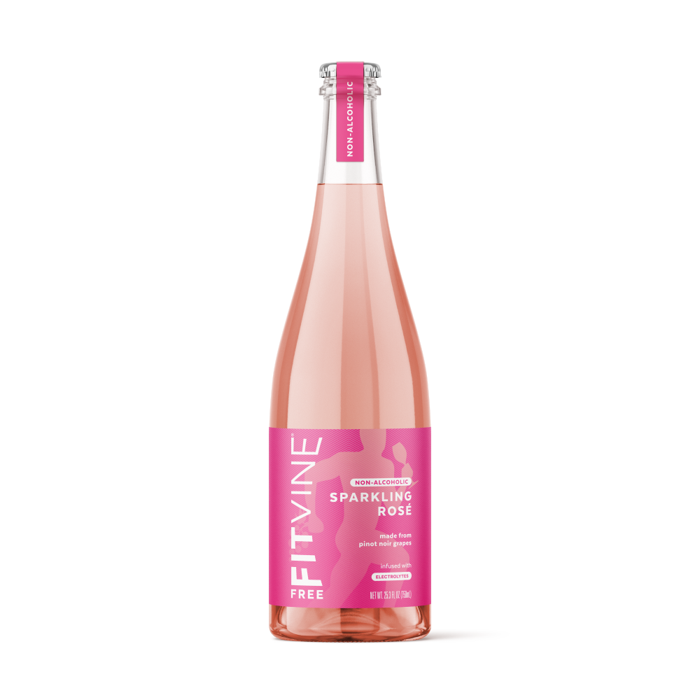 FitVine Free Sparkling Rose Non-Alcoholic 750ML, Zero Alcohol Zero Sugar Bubbles