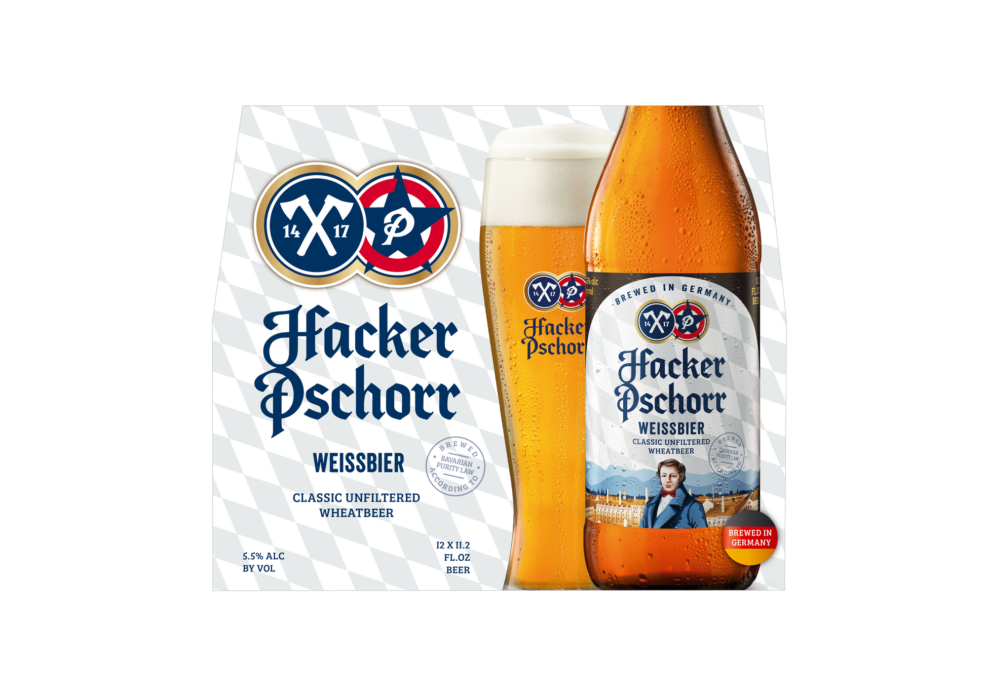 Hacker-Pschorr Weissbier 330 mL twelve-pack front, US pack