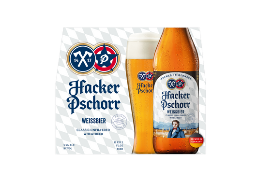 Hacker-Pschorr Weissbier 330 mL twelve-pack front, US pack
