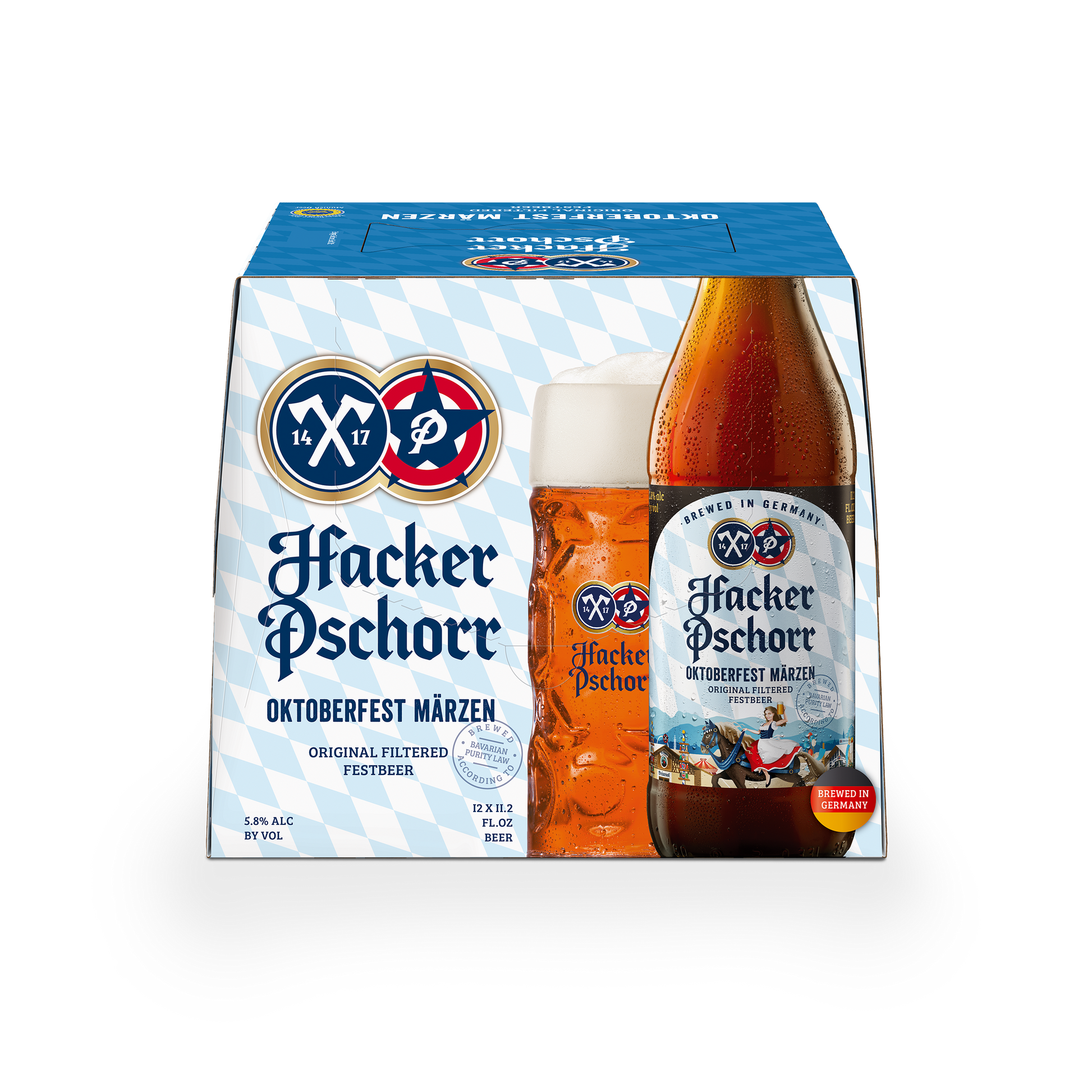 Hacker-Pschorr Oktoberfest Marzen 11.2 oz twelve-pack front, US pack