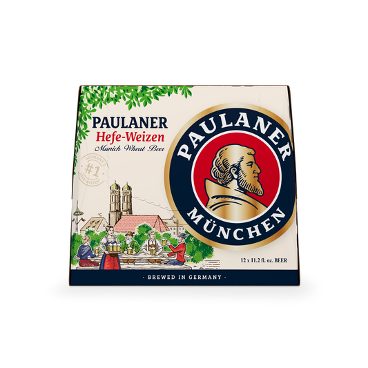 Paulaner Hefe-Weizen 330 mL twelve-pack front, US pack