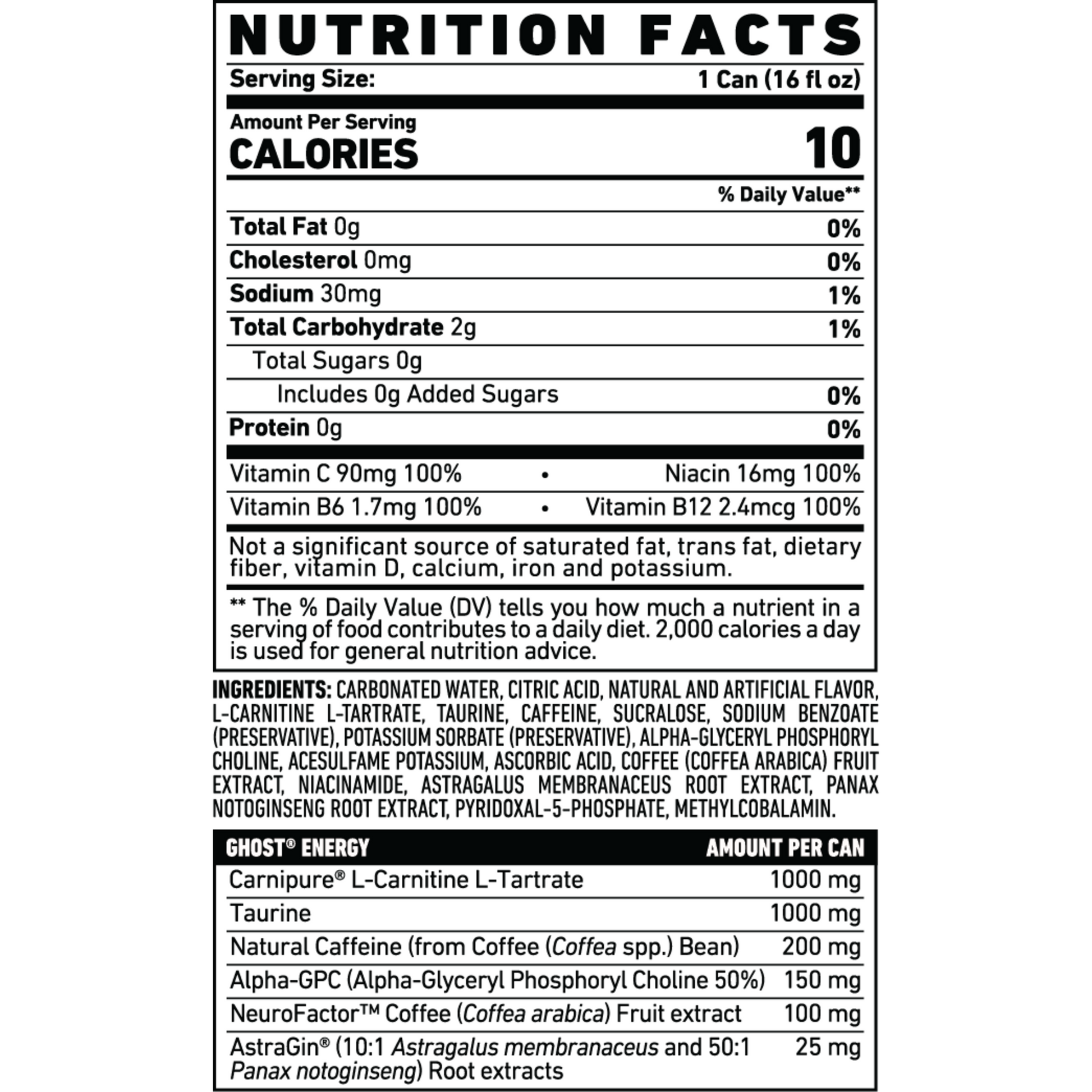 Ghost Zero Sugar Energy Drink, Orange Cream, 16 fl oz can