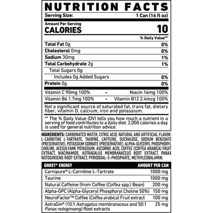 Ghost Zero Sugar Energy Drink, Orange Cream, 16 fl oz can