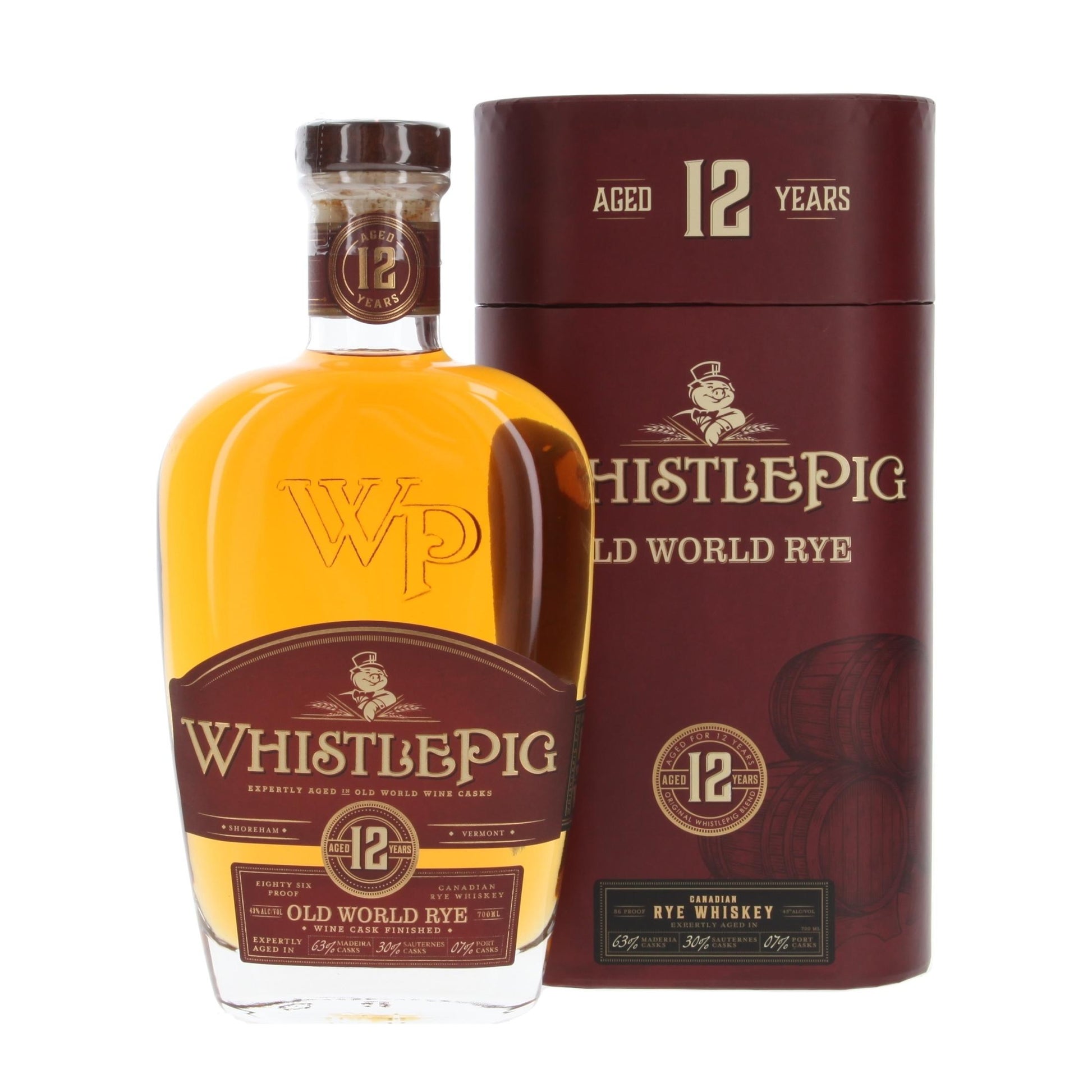 Whistlepig Straight Rye Whiskey Old World 12 Yr 86 W/ Gift Canister 750ML