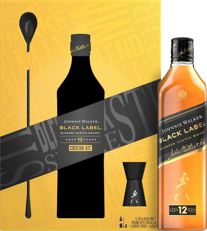 Johnnie Walker Black Label 12 Year Blended Scotch Whisky 750ml, The Cocktail Kit Worth Gifting