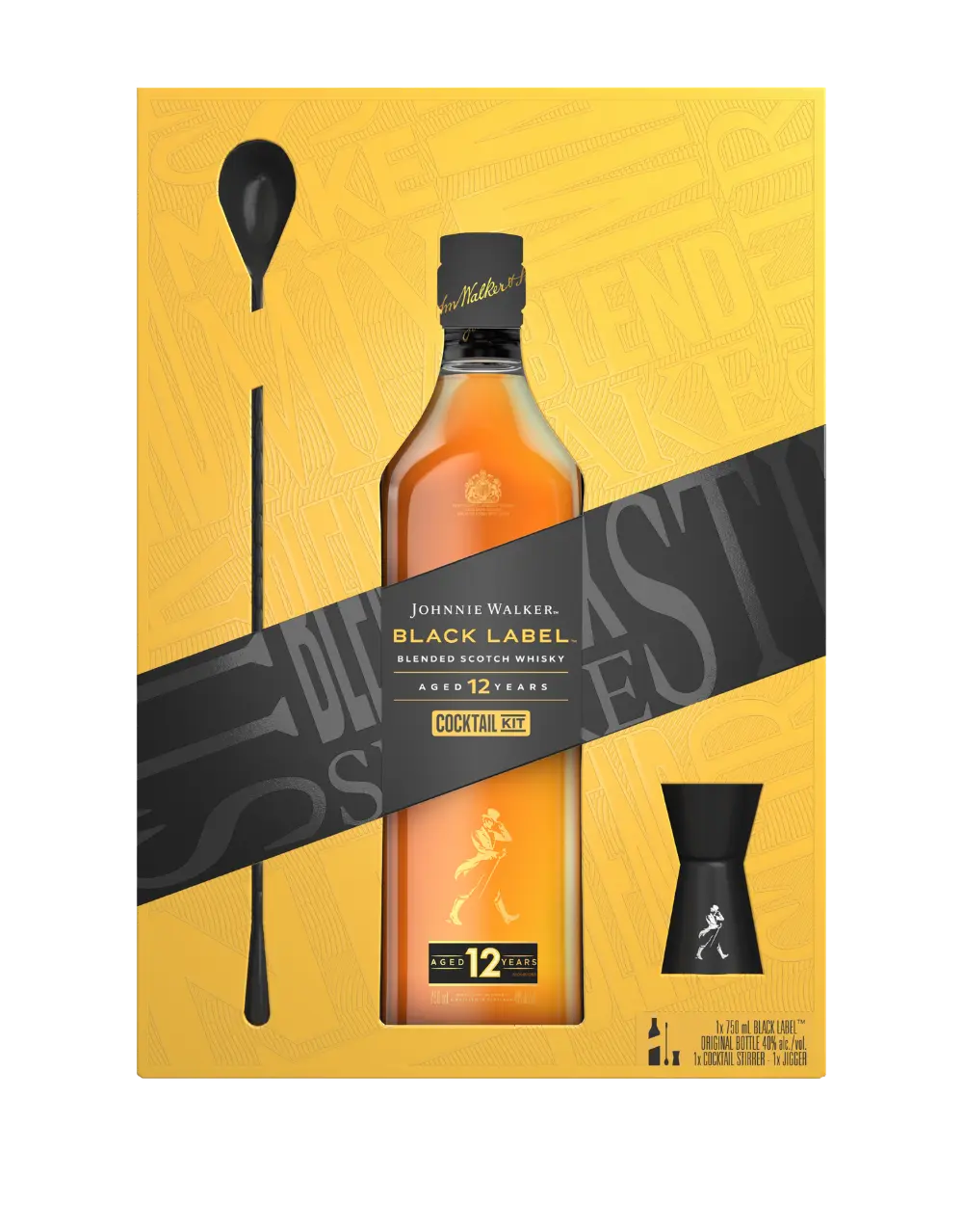 Johnnie Walker Black Label 12 Year Blended Scotch Whisky 750ml, The Cocktail Kit Worth Gifting