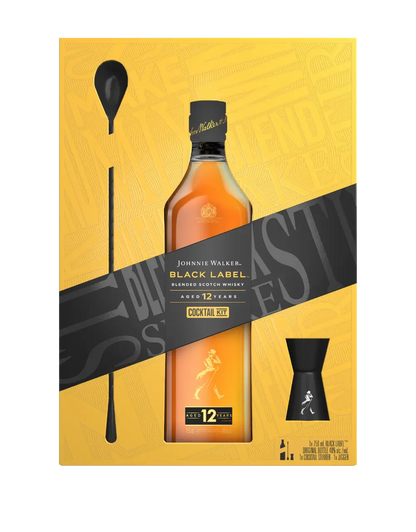 Johnnie Walker Black Label 12 Year Blended Scotch Whisky 750ml, The Cocktail Kit Worth Gifting
