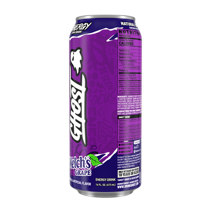 Ghost Zero Sugar Energy Drink, Welch's Grape, 16 fl oz can