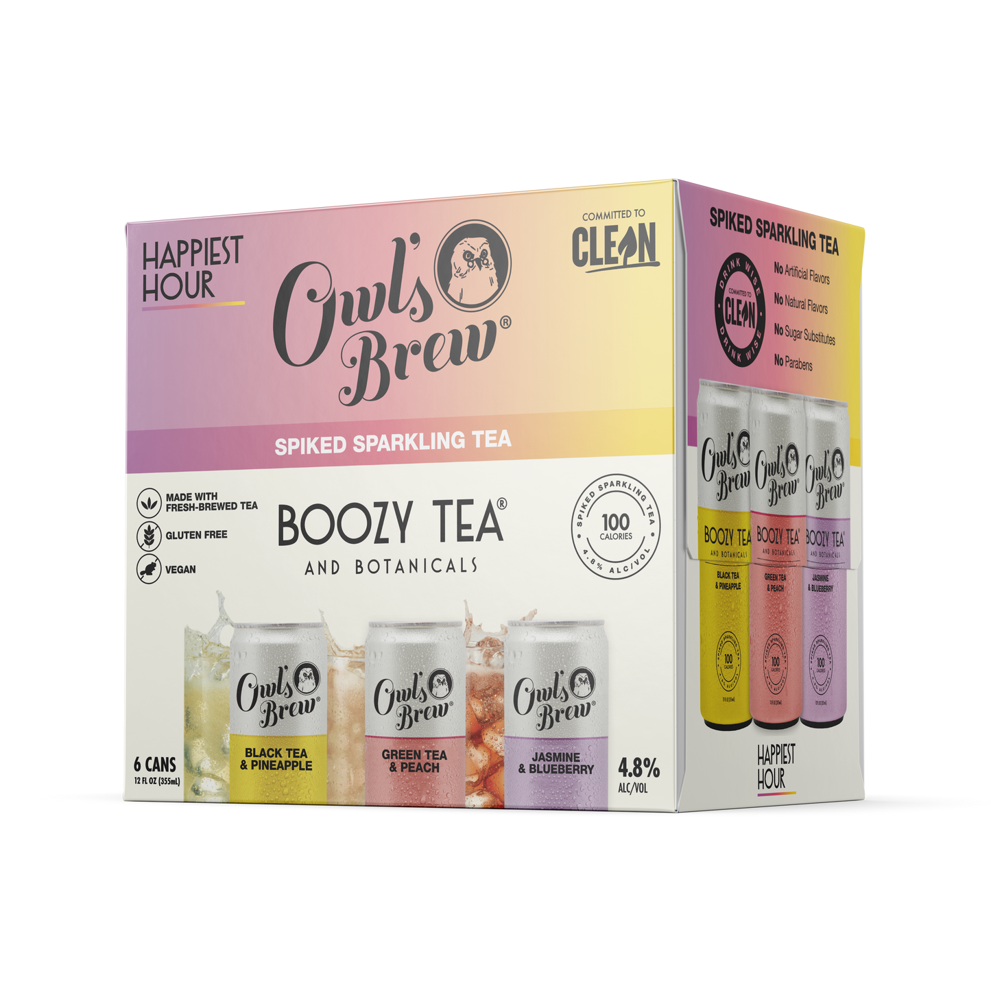 Owls Brew Boozy Tea Happiest Hour Can 4/6PK 12Z